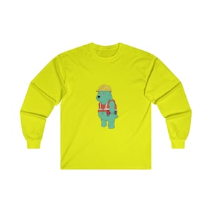 Construction long sleeve cotton tshirt, blue collar shirt, funny shirt
