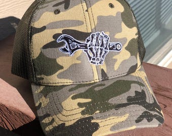 Czapka haftowana niebieski kołnierzyk, prezenty dla niego, prezenty dla taty, fajna czapka snapback, czapka moro