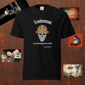 Tradesman, American Flag, Funny Work Shirt, At The Gym, Construction Hi Vis, Blue Collar, skull shirt, blue collar