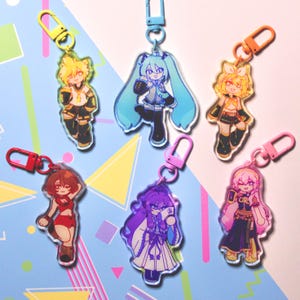 Vocaloid Vsynth acrylic glitter keychains