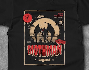 Mothman Shirt, Cryptid Graphic Tee , Unisex T-Shirt, Gift for Hofrror Fans, West Virginia Shirt