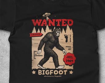Wanted Bigfoot Shirt | Sasquatch Unisex Graphic Tee