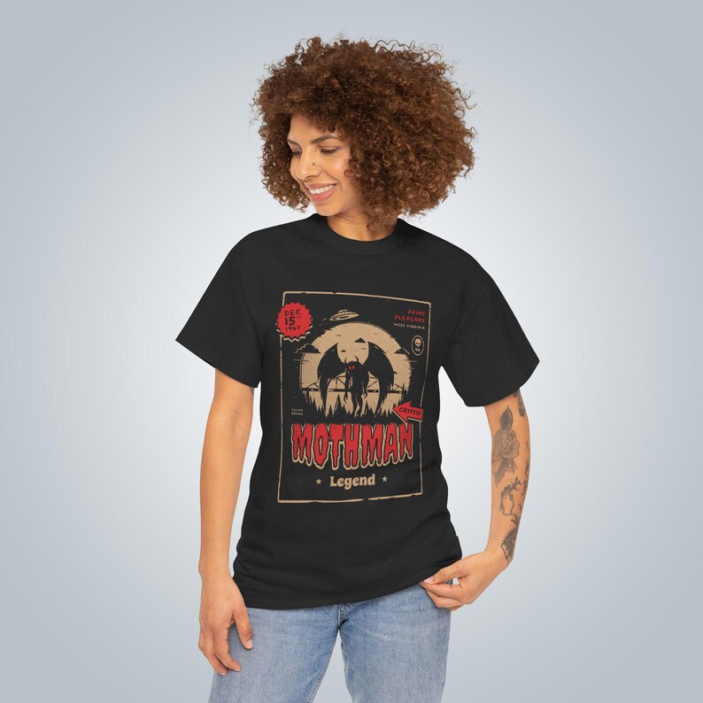 Mothman Shirt, Cryptid Graphic Tee , Unisex T-Shirt, Gift for Hofrror Fans, West Virginia Shirt image 7
