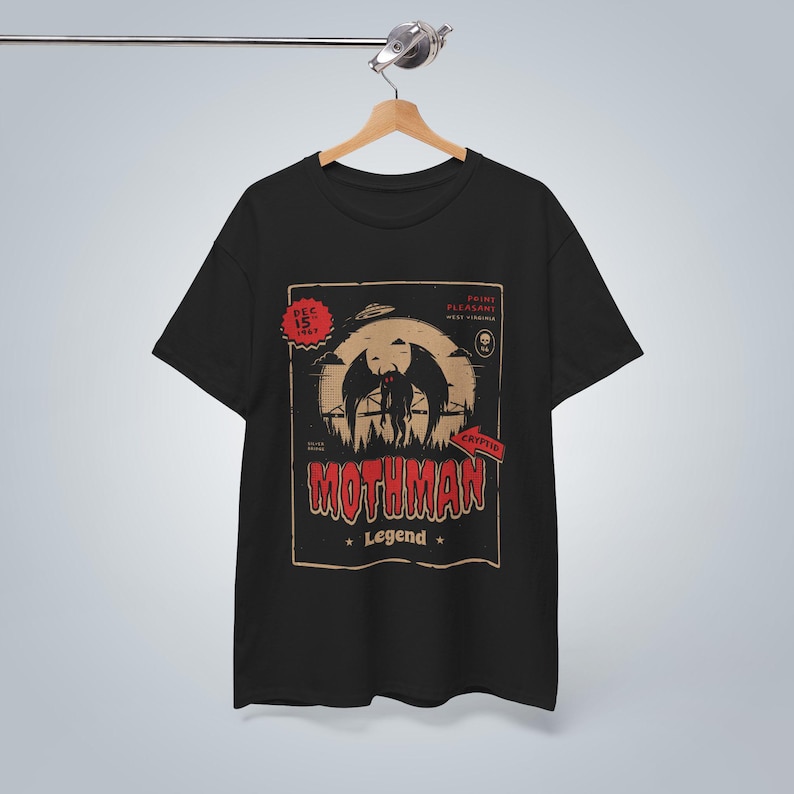 Mothman Shirt, Cryptid Graphic Tee , Unisex T-Shirt, Gift for Hofrror Fans, West Virginia Shirt image 4