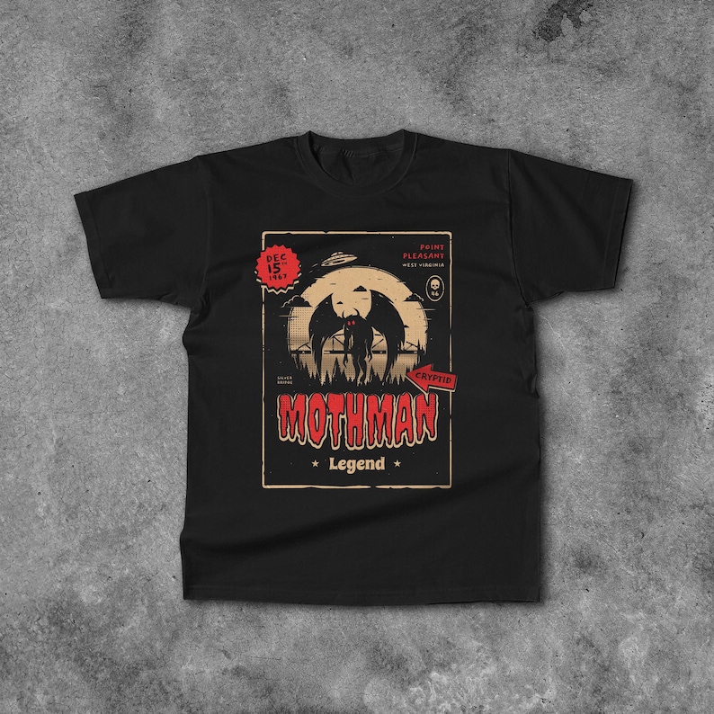 Mothman Shirt, Cryptid Graphic Tee , Unisex T-Shirt, Gift for Hofrror Fans, West Virginia Shirt image 2