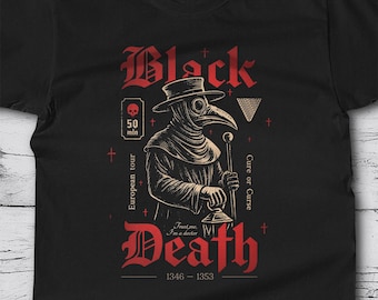 Camiseta de Doctor de la Peste, oscura y vanguardista. Camiseta gótica única para hombres y mujeres.