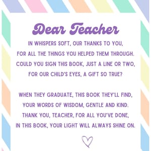 Carta imprimible para libro de graduación / Regalo de graduación de primaria / Fin de año escolar / Carta de fin de año para maestros / Tradición familiar