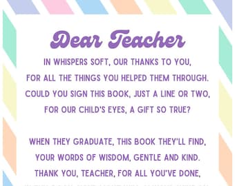 Graduation Book Letter Printable / Elementary graduation gift / End of school year / End of year teacher letter / Family Tradition