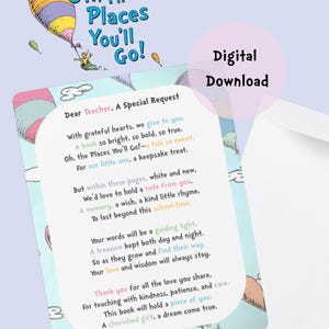 卒業記念の手紙 – 先生方に「Oh, The Places You’ll Go!」とサインしてもらいましょう | デジタル ダウンロード | 年末の贈り物編集