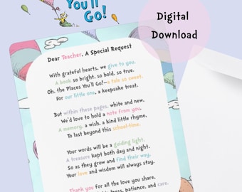Graduation Keepsake Letter – Ask Teachers to Sign "Oh, The Places You’ll Go!" | Digital Download| End of Year Gift Edit