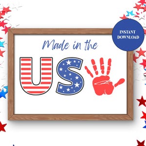 Made in the USA Handprint Craft | 4th of July Patriotic Printable for Kids | Independence Day Activity| American Flag Art | Instant Download