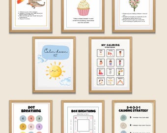 Calm Down Kit | Social Emotional Regulation Posters | Calm Down Corner | Printable Kids Preschool Toddler Homeschool Classroom