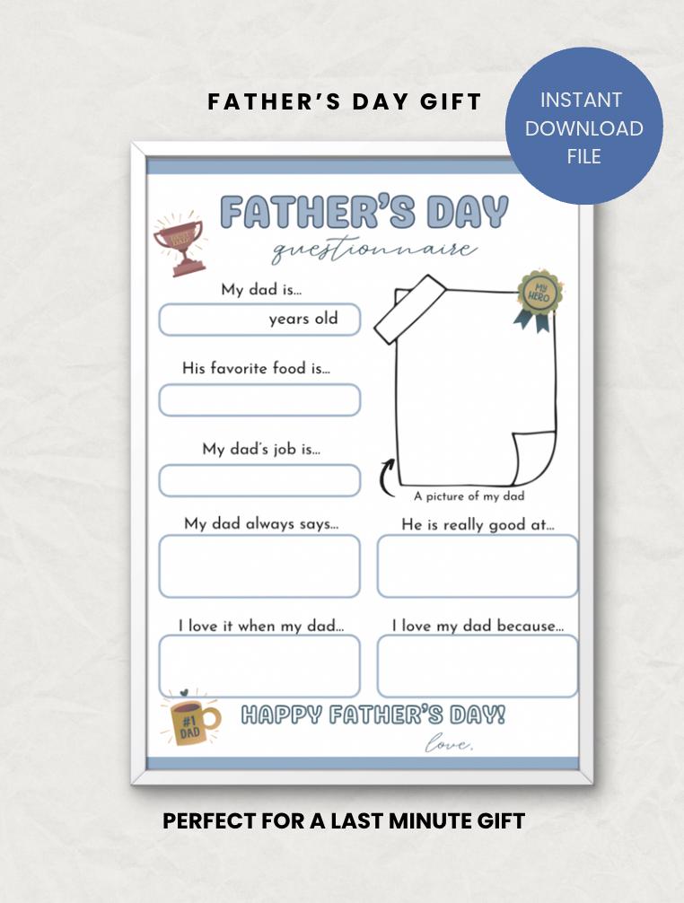 All About My Dad Printable, Fathers Day Gift From Kids Interview, Dad ...