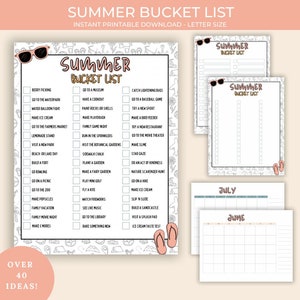 Summer Bucket List Printable | Summer Activities Checklist | Summer To Do List | Editable | Instant Download