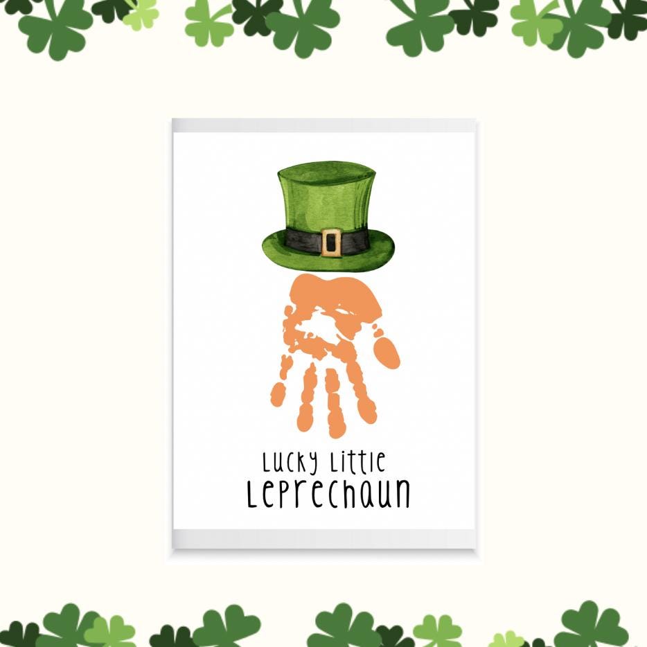 Lucky Little Leprechaun Handprint Craft Mom grandma DIY printable…