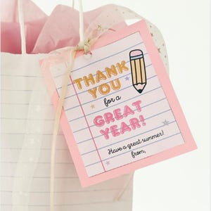 Printable Teacher Gift Tag | End of Year Thank You Tag | Cute School Theme | Instant Download | Teacher Appreciation Gift Tag