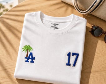 Camiseta bordada con palmera de Los Ángeles