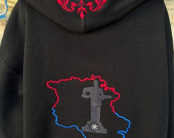Sudadera con capucha bordada de la Madre de Armenia con iniciales o números personalizados