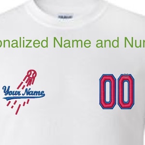 Personalized Dodgers font Embroidered Name and 3D Puff Number
