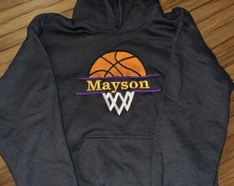 Sudadera con capucha de baloncesto bordada personalizada para niños