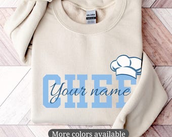 Minimalist Chef Sweatshirt, Personalized Cooking Crewneck With Name, Culinary Aesthetic Pullover, Clean Kitchen Style, gift for friend
