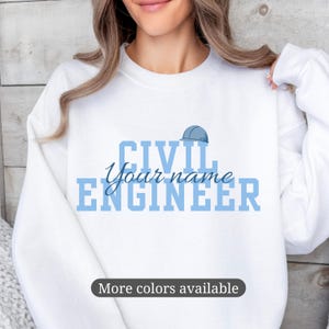 Minimalist Civil Engineer Sweatshirt, Personalized Engineering Crewneck With Name, Technical Aesthetic Pullover, Clean Professional Style
