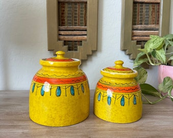 Vintage 1960s Italian Canister Set, Southwestern