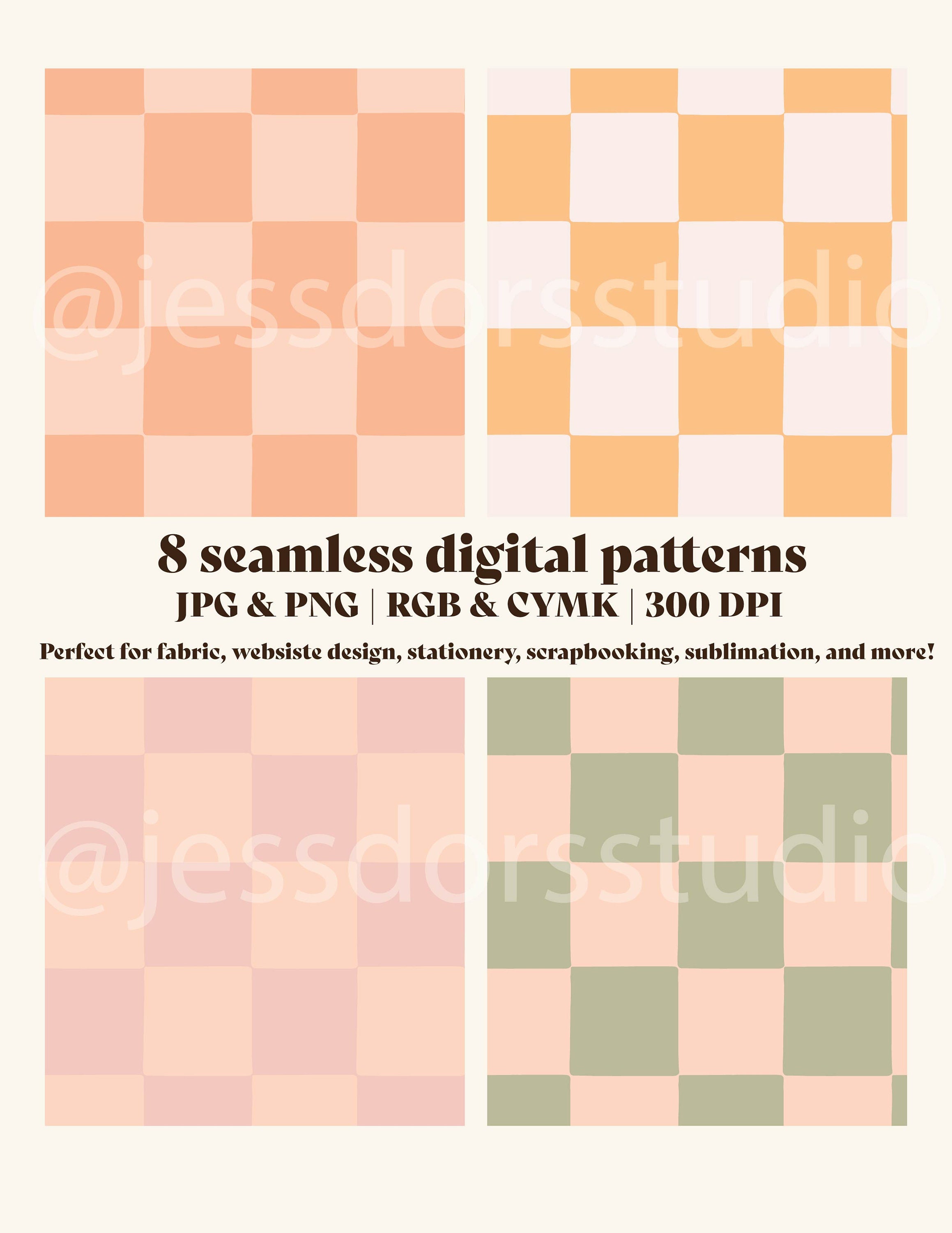 Pastel Checkered Seamless Pattern Bundle for License, Digital Paper ...