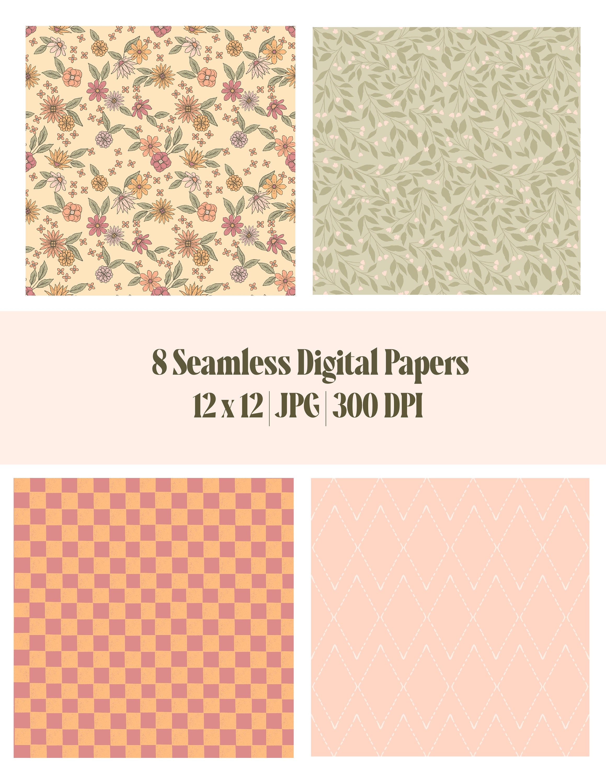 Spring Fever Seamless Pattern Digital Paper Pack, Happy Springtime ...