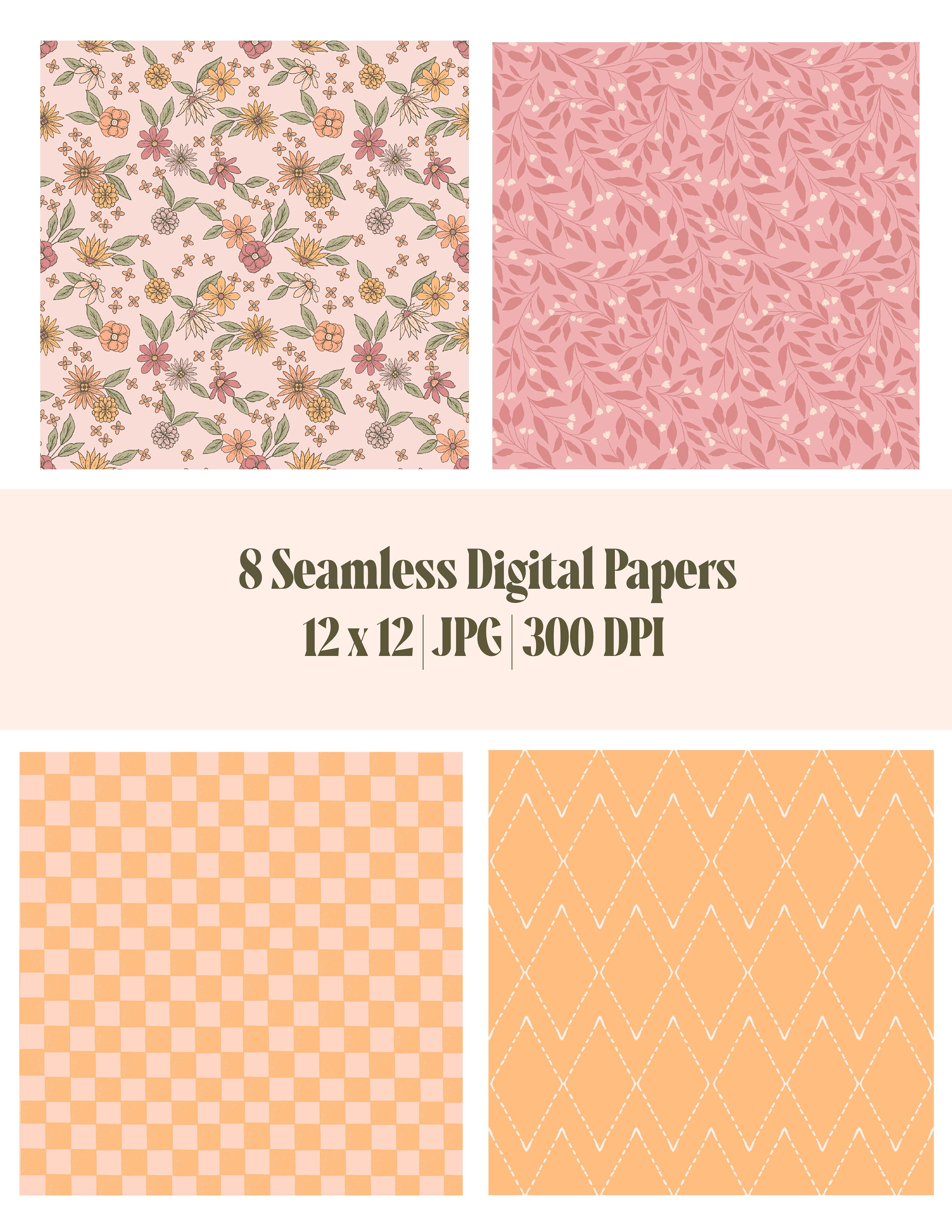 Spring Fever Seamless Pattern Digital Paper Pack, Happy Springtime ...