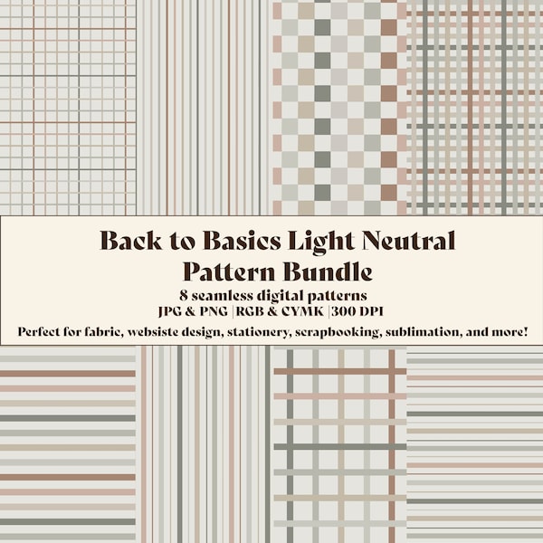 seamless lines pattern bundle for license, digital paper pack for commercial use, unisex neutral baby seamless pattern