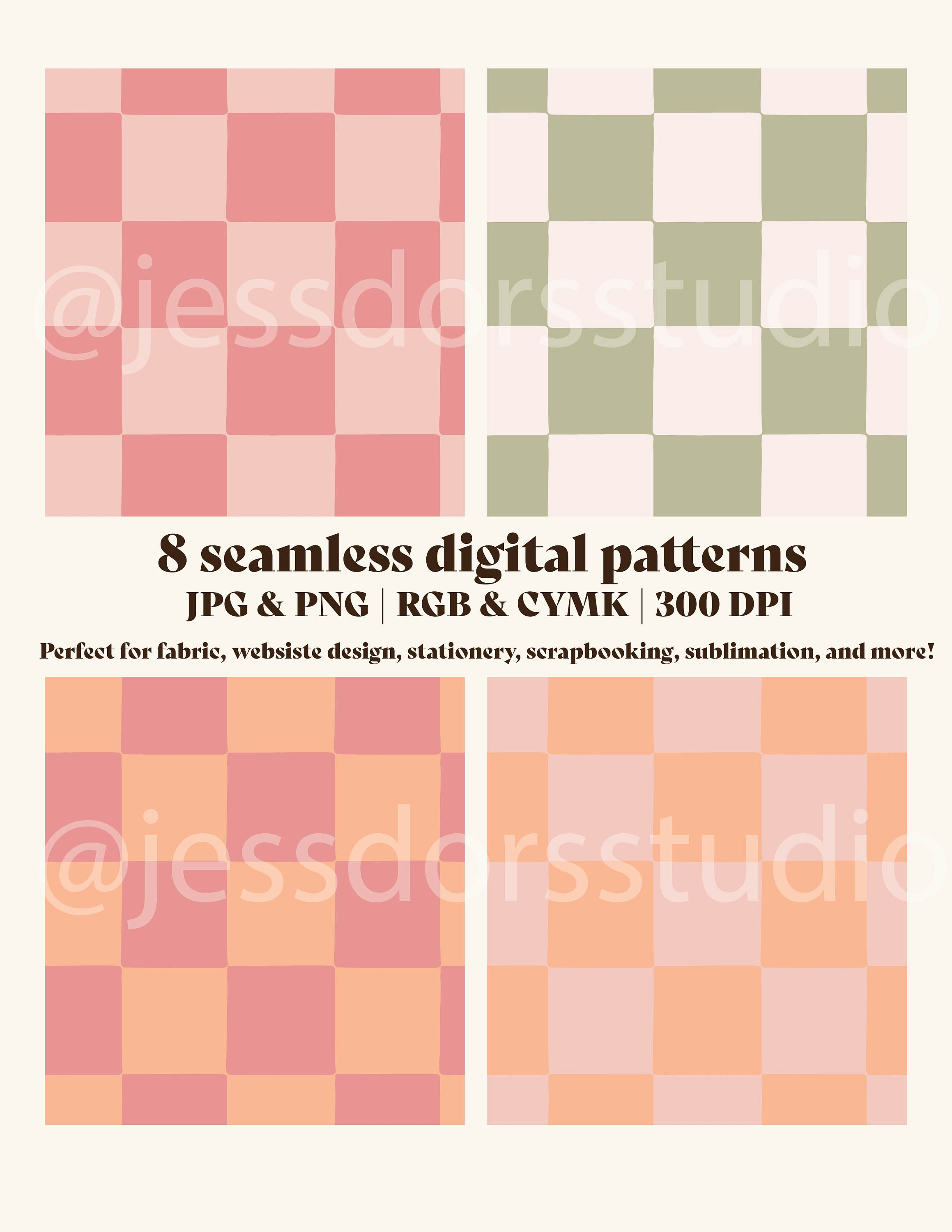 Pastel Checkered Seamless Pattern Bundle for License, Digital Paper ...