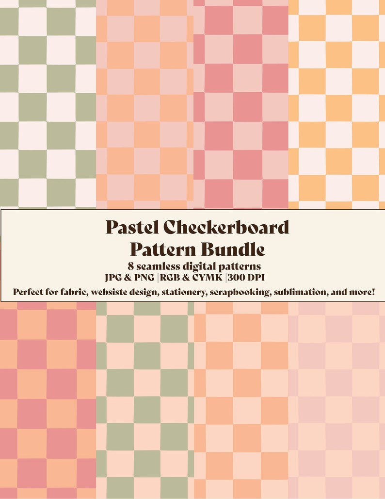 Pastel Checkered Seamless Pattern Bundle for License, Digital Paper ...