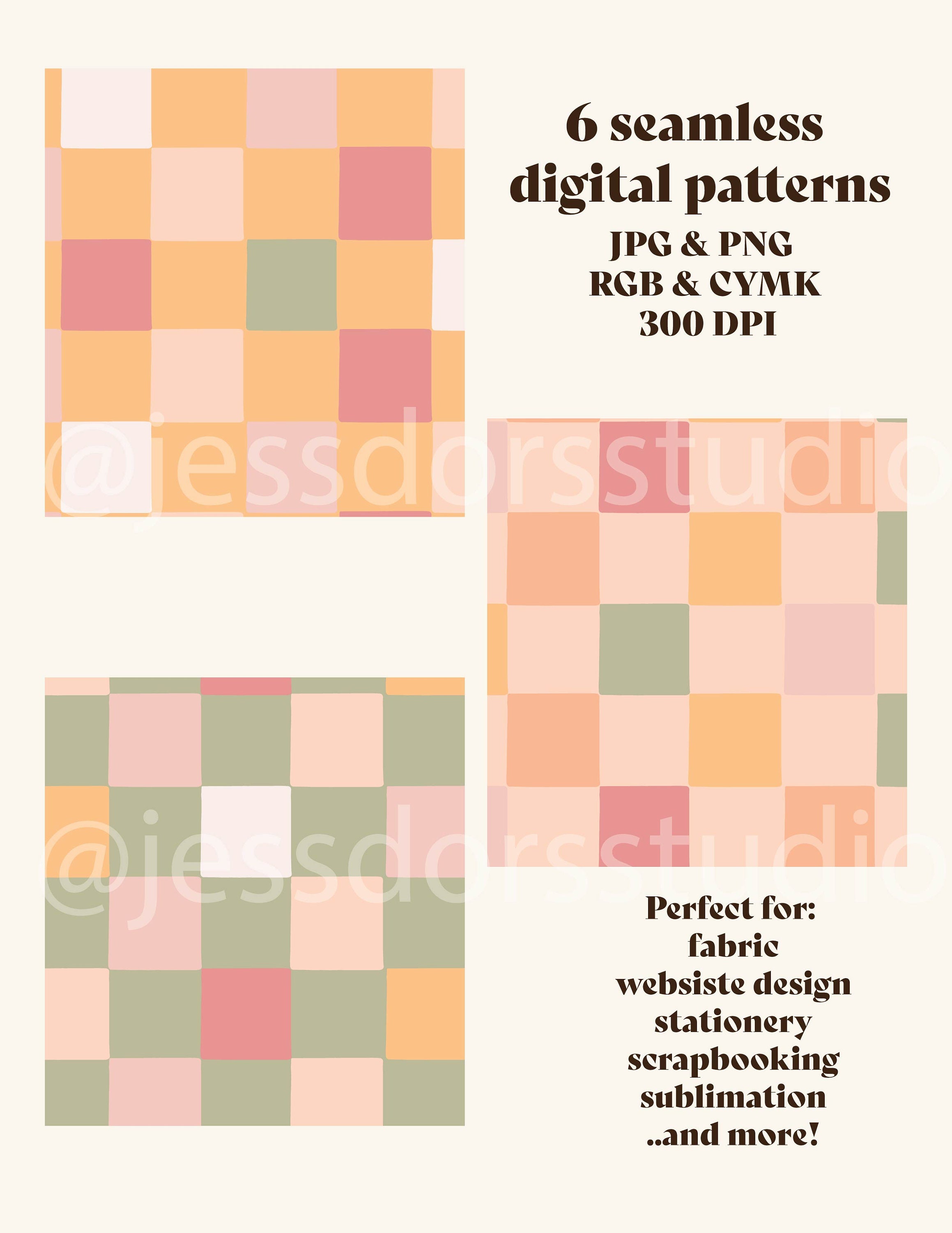 Spring Seamless Checkerboard Art for Digital Download, Printable ...