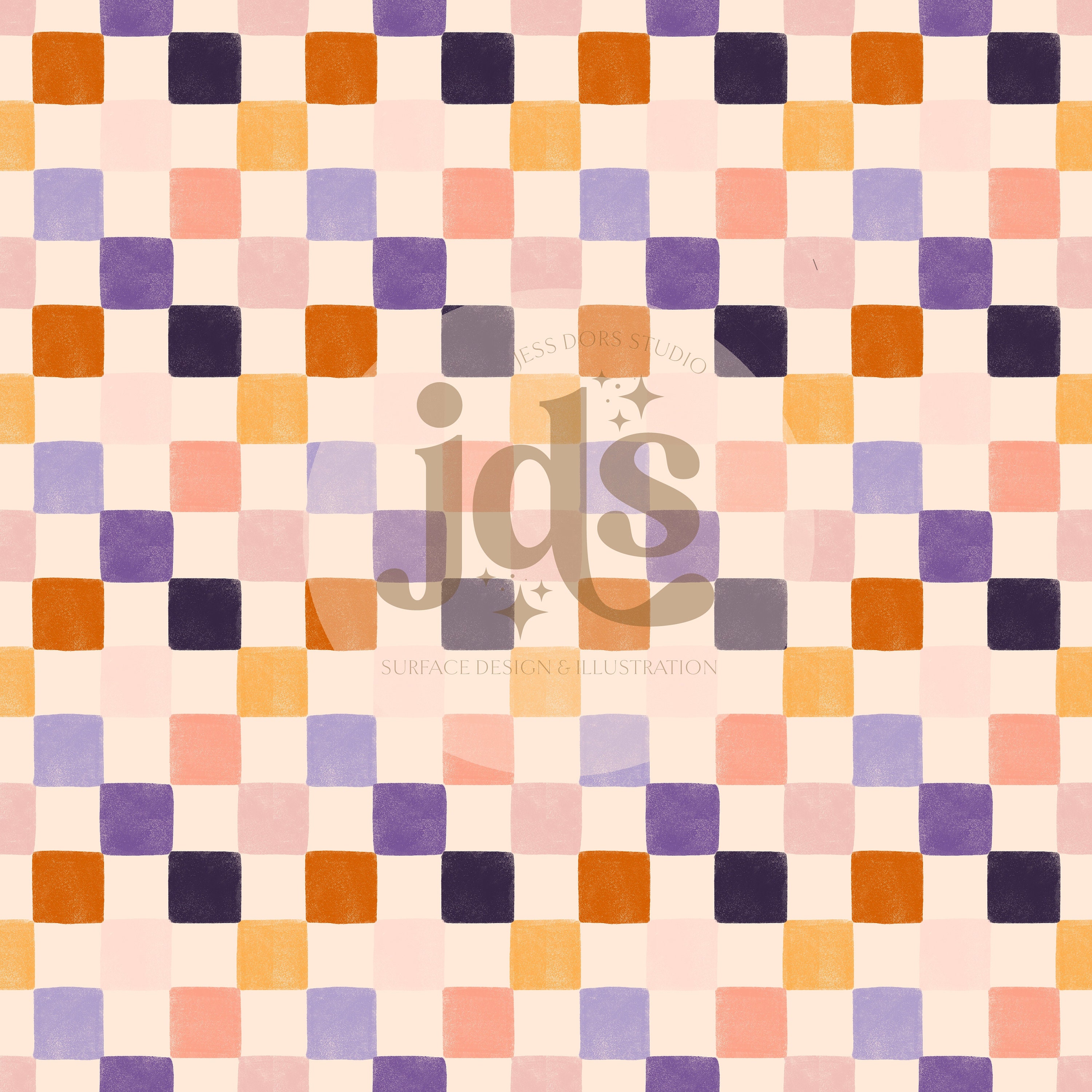 Retro Checkerboard Seamless Pattern for Licensing, Colorful Checker ...