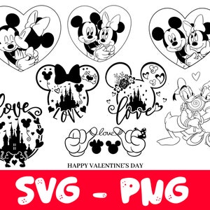 Feliz Día de San Valentín 2024 Svg Png Bundle, Pink Checked Valentines Svg, Diseño de camisa de San Valentín, Pareja de ratones Svg, Corazón Mágico de San Valentín