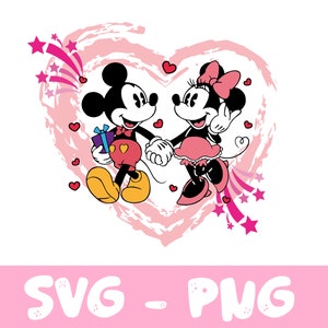 Happy Valentine&#39;s Day 2024 Svg Png, Pink Checked Valentines Svg, Groovy Valentine Shirt Design, Mouse Couple Svg, Magical Heart Valentine