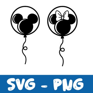 Ballons, Micky Minnie Maus Schleife, Ballon, SVG- und Png-Formate, Schnitt, Cricut, Silhouette, Instant Download