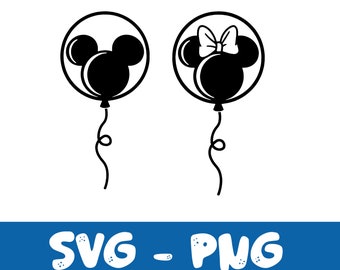 Balloons, Mickey Minnie Mouse Bow, Balloon, Svg and Png Formats, Cut, Cricut, Silhouette, Instant Download
