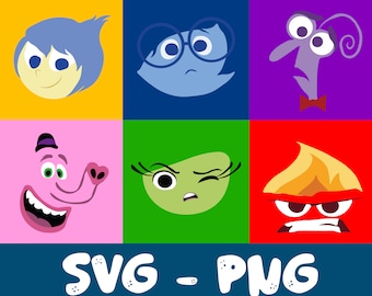 InsideOut SVG LAYERED Designs, InsideOut Birthday, Inside Out Alphabet, Joy, Sadness, Anger, Disgust, and Fear svg, Bundle Layered SVG