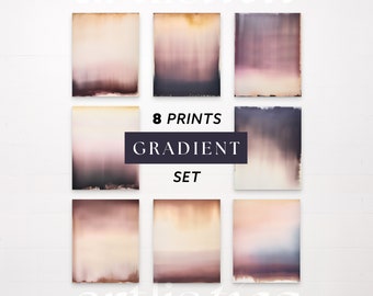 Gradient Art Print Set of 8 — Contemporary Wall Art Print Purple Beige Orange Gradient Poster Large Printable Art Gradient Wall Art Download