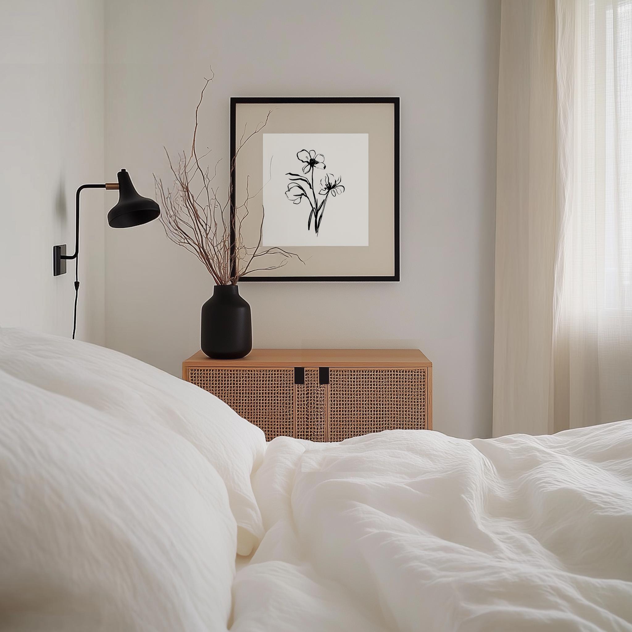 Minimalist Floral Line Art Print Botanical Wall Decor Aesthetic Minimal ...