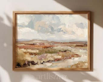 Landscape Abstract Art Print Trendy Summer Colorful Modern Wall Decor Printable Abstract Painting Earth Tones Neutral Living Room Artwork