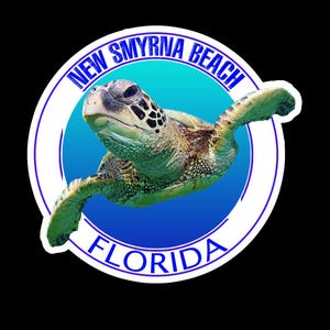 New Smyrna Beach Florida Sea Turtle Vinyl Sticker Decal
