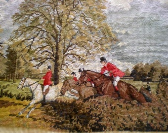 Toile de laine finie 16 x 20 po. pour broderie - Chasse #NF002