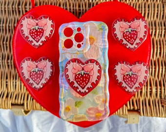 Nana Phone Grip Hachi Phone Grip Fraise Phone Grip Heart Phone Grip Valentine Phone Grip Cadeau pour son cadeau de Saint-Valentin Mignon Phone Grip