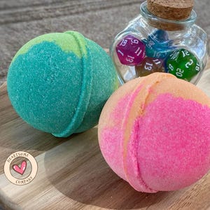 D20 Surprise Bath Bomb 3 Pack Handmade Dice Bath Bomb with Hidden D20 Gamer Gift Dungeons & Dragons Gift Self-Care for Tabletop Players