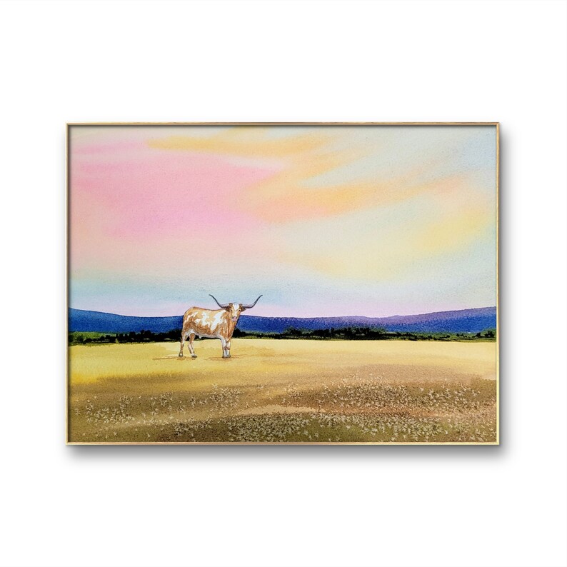 Landscape Painting, Handmade Watercolor, Western Decor, Original