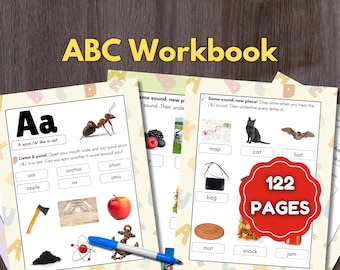 Alphabet Letter Sounds Workbook for Kids | Montessori ABC Phonics Tracing Book for Preschool & Kindergarten