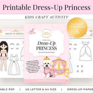 Printable Paper Doll - Dress-Up Princess Activity for Kids | Colour, Cut and Play DIY Craft | Paper Outfits & Accessories | Instant Download